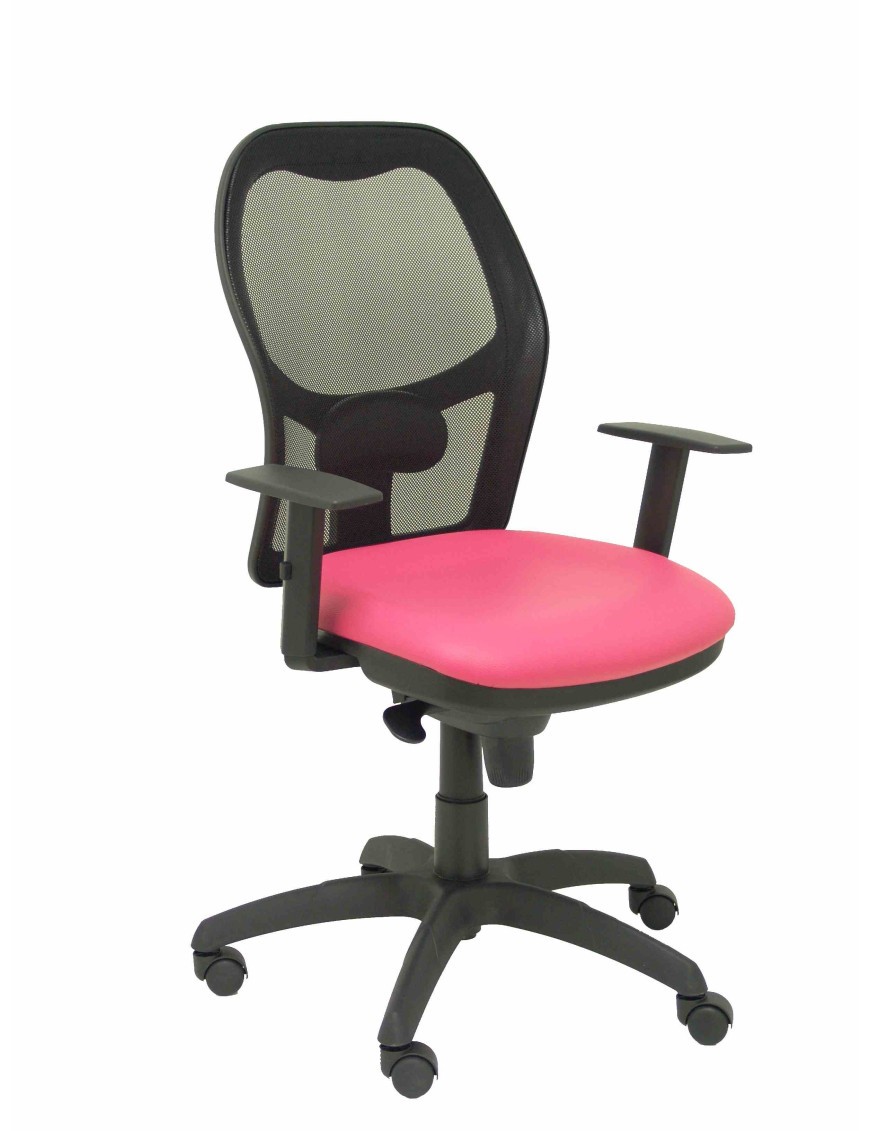 Silla Jorquera malla negra asiento similpiel rosa