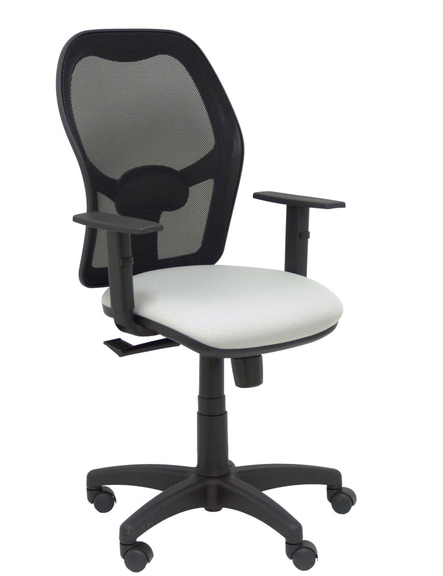 Silla Alocén malla negra asiento bali gris claro brazos regulables