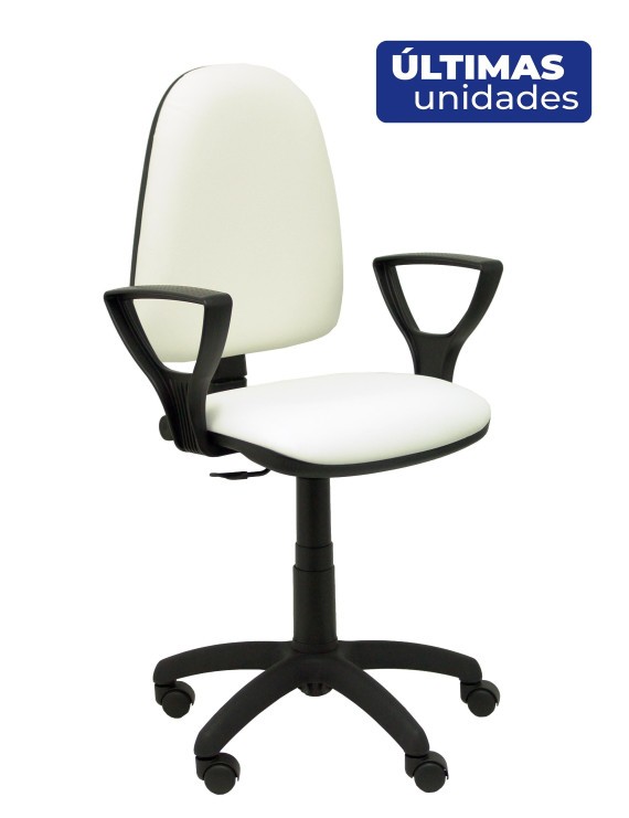 Silla Ayna similpiel antibacterias blanco con brazos fijos