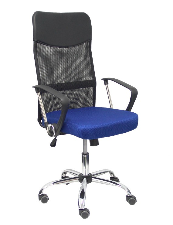 Silla Gontar respaldo malla negro asiento azul