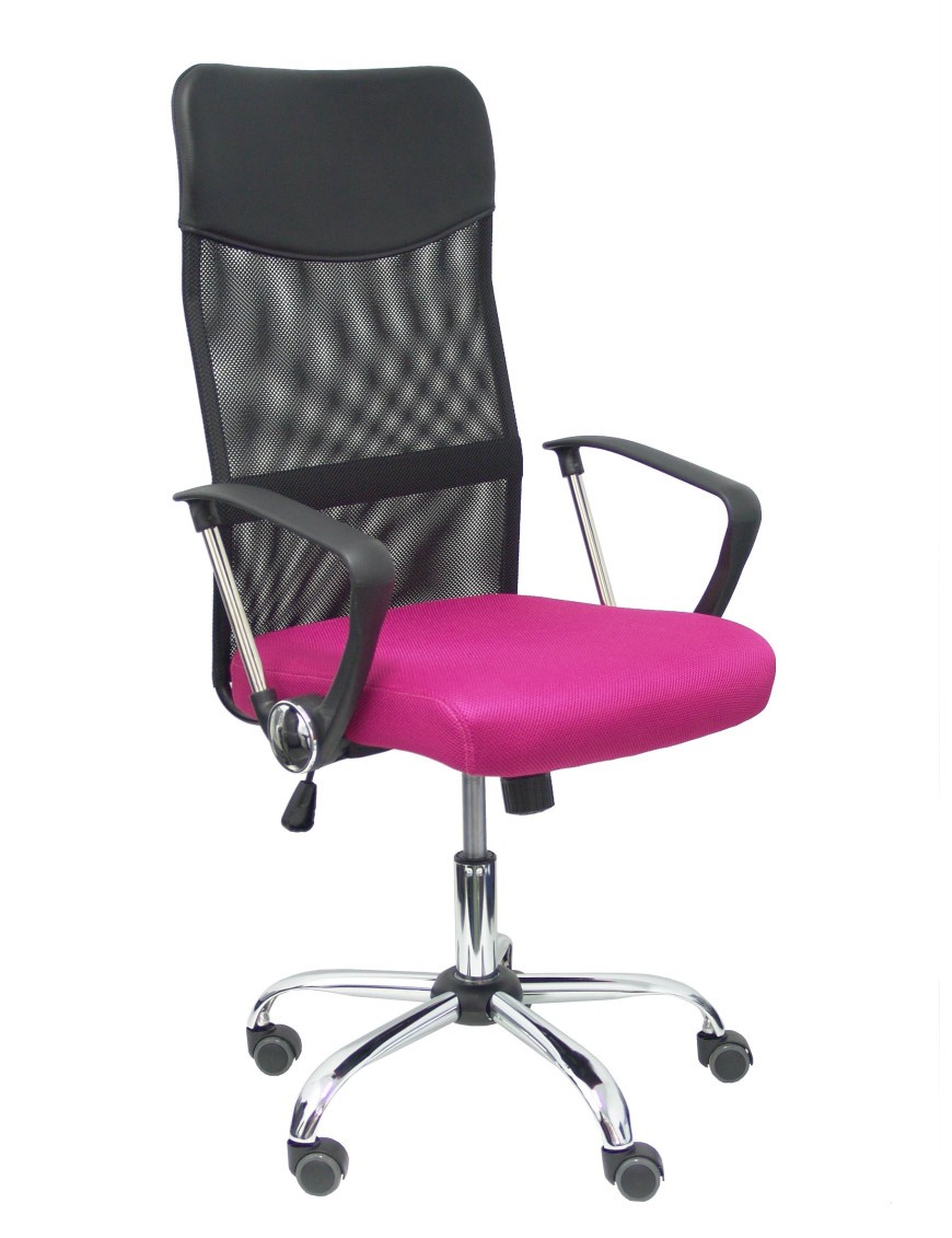 Silla Gontar respaldo malla negro asiento rosa