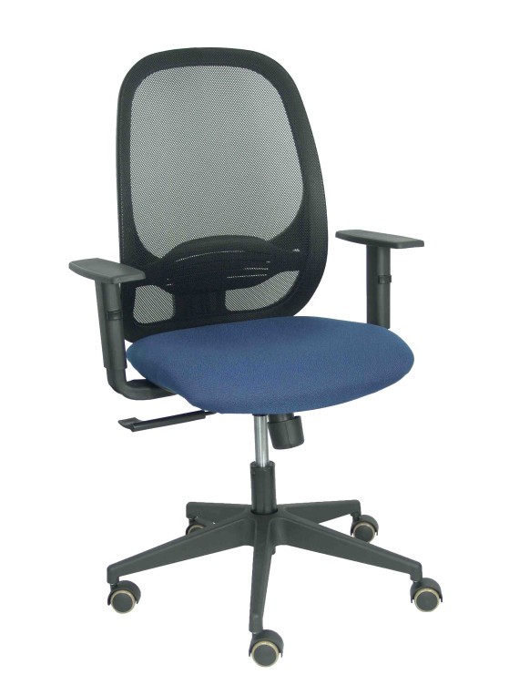 Silla Cilanco negra malla negra asiento bali azul marino brazo regulable