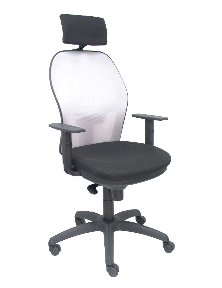 Silla Jorquera malla gris asiento bali negro cabecero regulable