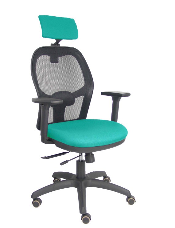 Silla Jorquera traslack malla negra asiento bali turquesa brazos 3D cabecero regulable