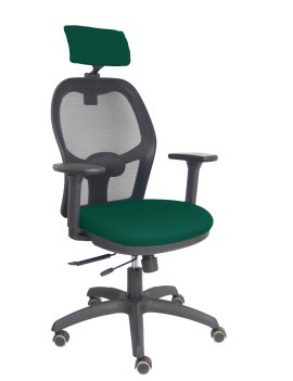 Silla Jorquera traslack malla negra asiento bali verde botella brazos 3D cabecero regulable