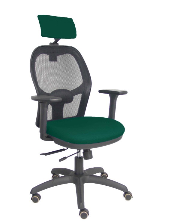 Silla Jorquera traslack malla negra asiento bali verde botella brazos 3D cabecero regulable