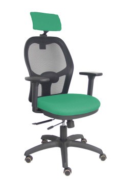 Silla Jorquera traslack malla negra asiento bali verde esmeralda brazos 3D cabecero regulable