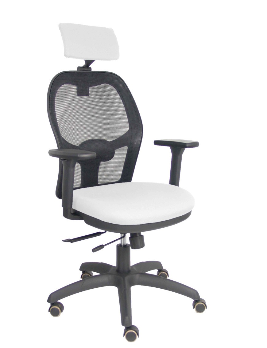 Silla Jorquera traslack malla negra asiento bali blanco brazos 3D cabecero regulable