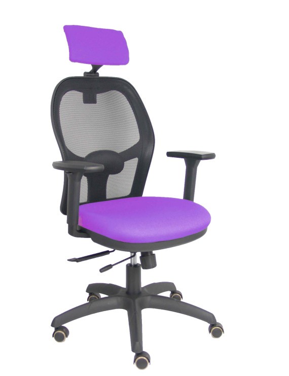 Silla Jorquera traslack malla negra asiento bali lila brazos 3D cabecero regulable