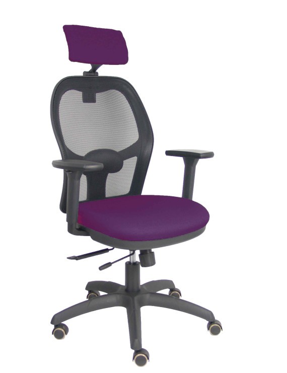 Silla Jorquera traslack malla negra asiento bali morado brazos 3D cabecero regulable