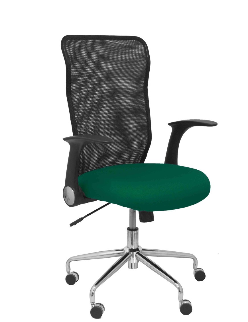 Silla Minaya respaldo malla negro asiento bali verde botella