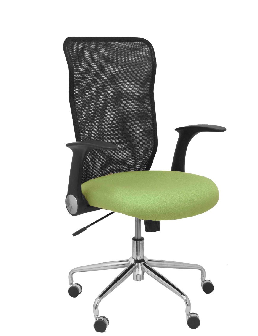 Silla Minaya respaldo malla negro asiento bali verde oliva