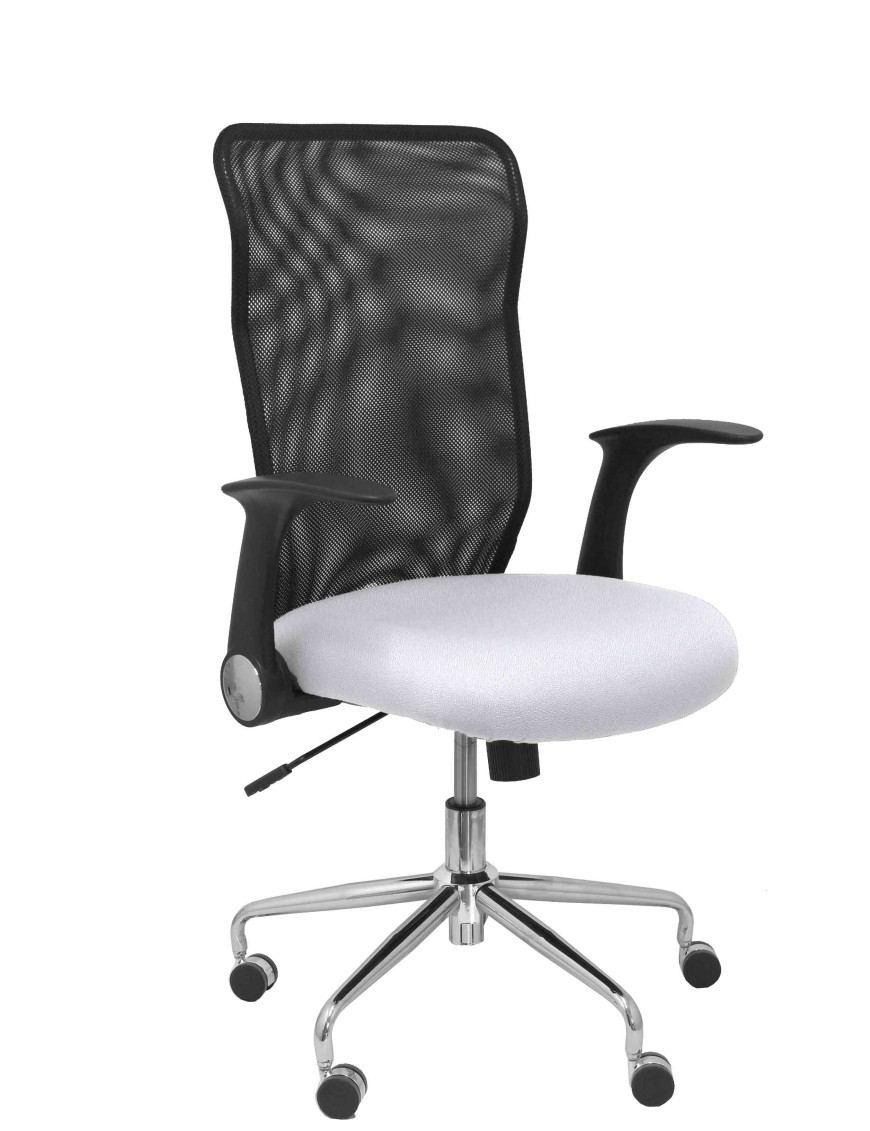 Silla Minaya respaldo malla negro asiento bali blanco