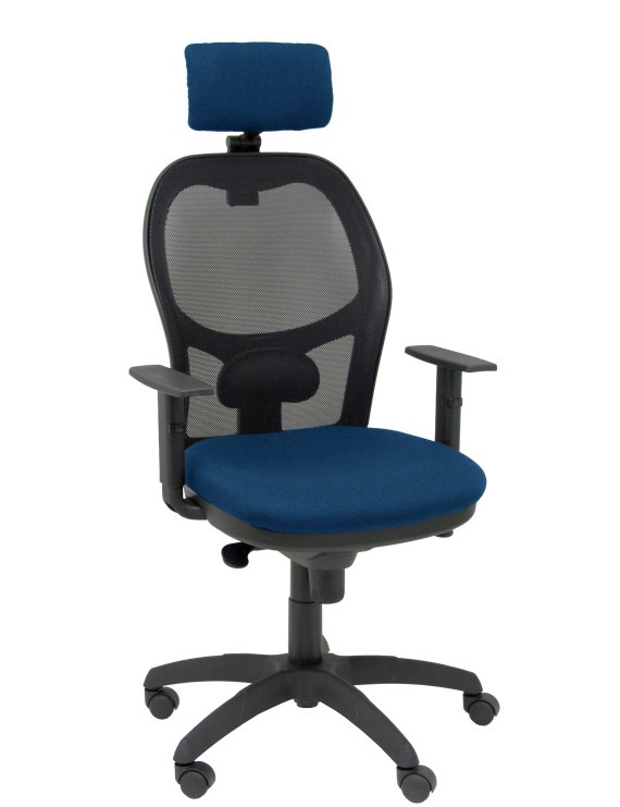 Silla Jorquera malla negra asiento bali azul marino cabecero regulable