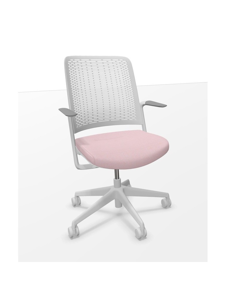 Silla WithMe gris asiento era rosa ruedas y piston grises