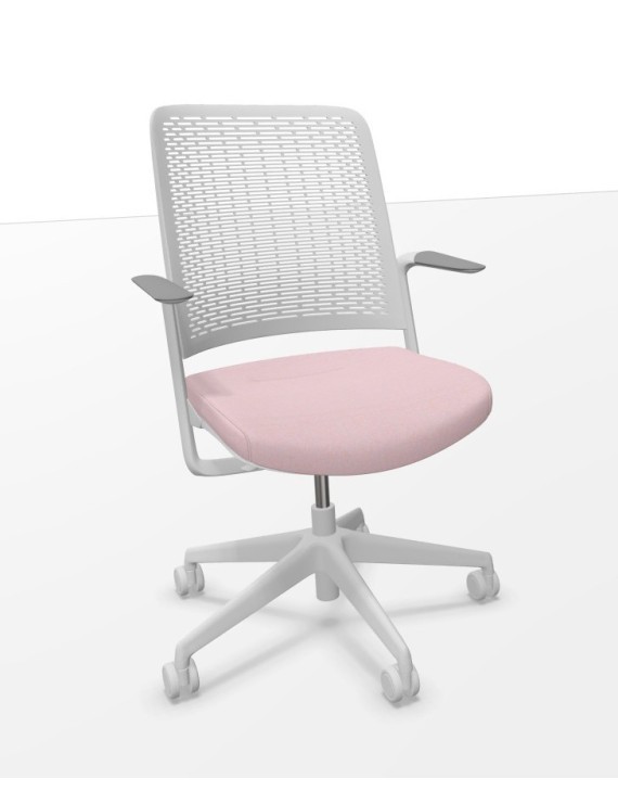 Silla WithMe gris asiento era rosa ruedas y piston grises