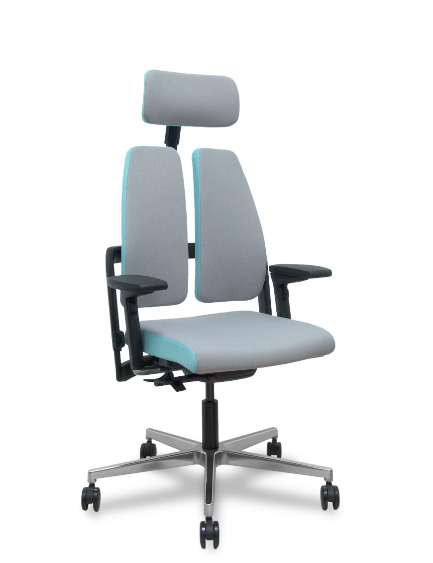 Silla Xilium Duo traslak X-move era gris y azul brazo 4D cabecero 2D