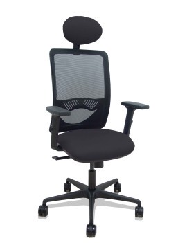 Silla Zulema sincro malla negra asiento bali negro brazos 2D ruedas 65 cabecero