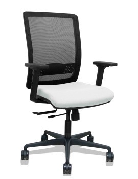 Silla Haches traslack malla negra asiento bali blanco brazos 2D ruedas 65mm