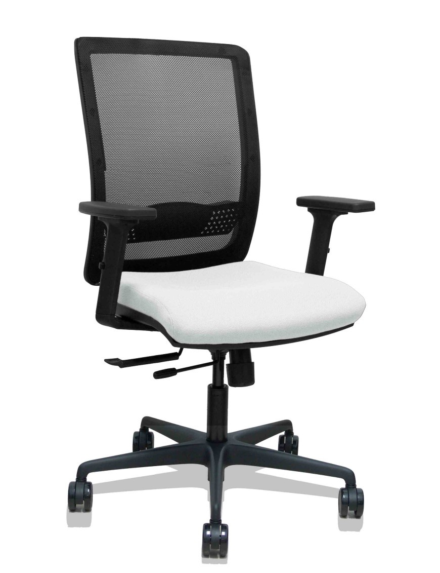 Silla Haches traslack malla negra asiento bali blanco brazos 2D ruedas 65mm