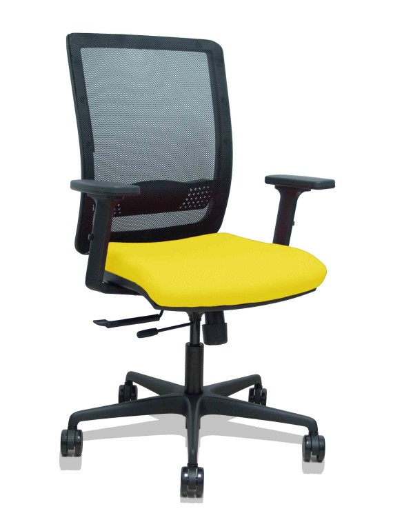 Silla Haches traslack malla negra asiento bali amarillo brazos 2D ruedas 65mm