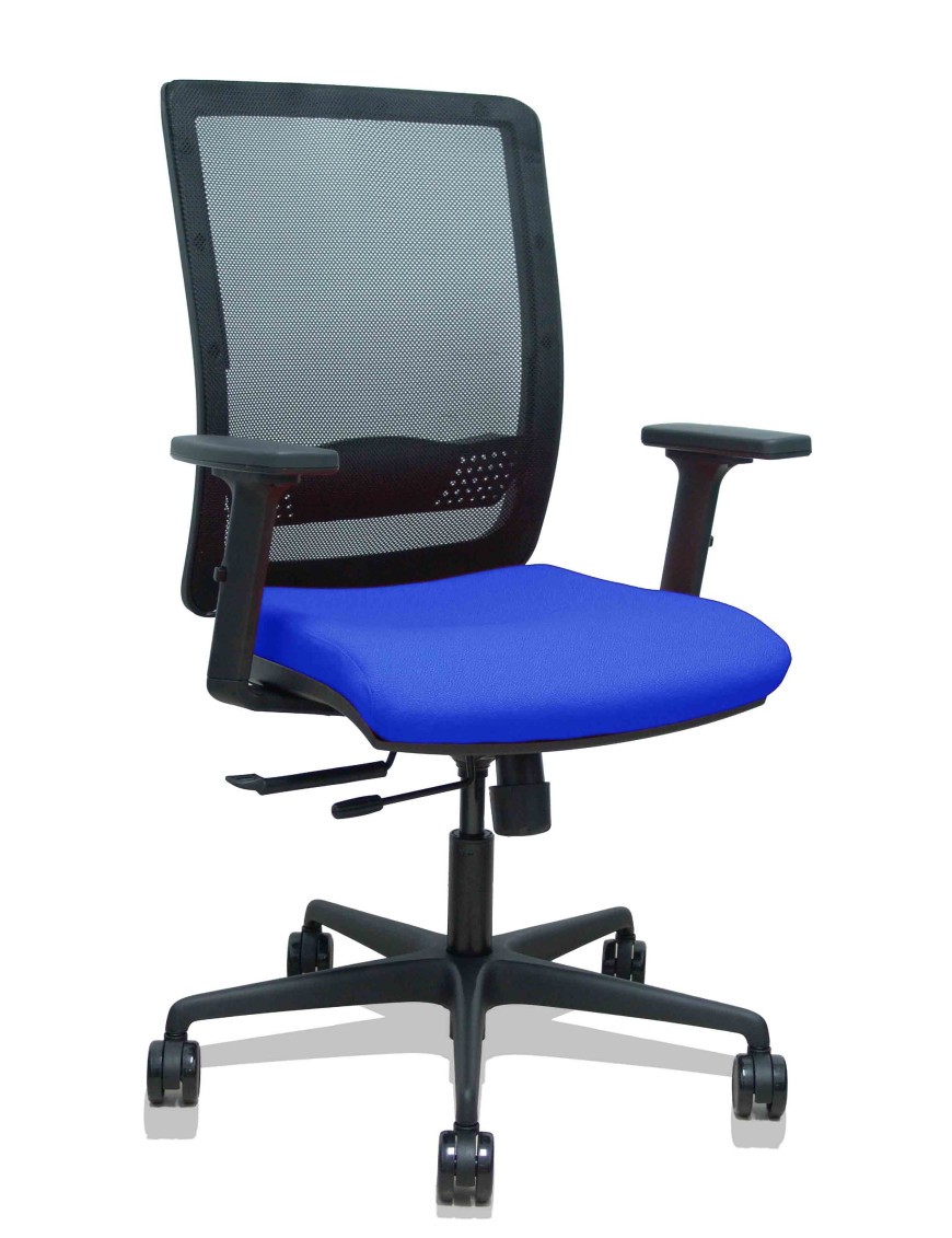 Silla Haches traslack malla negra asiento bali azul brazos 2D ruedas 65mm