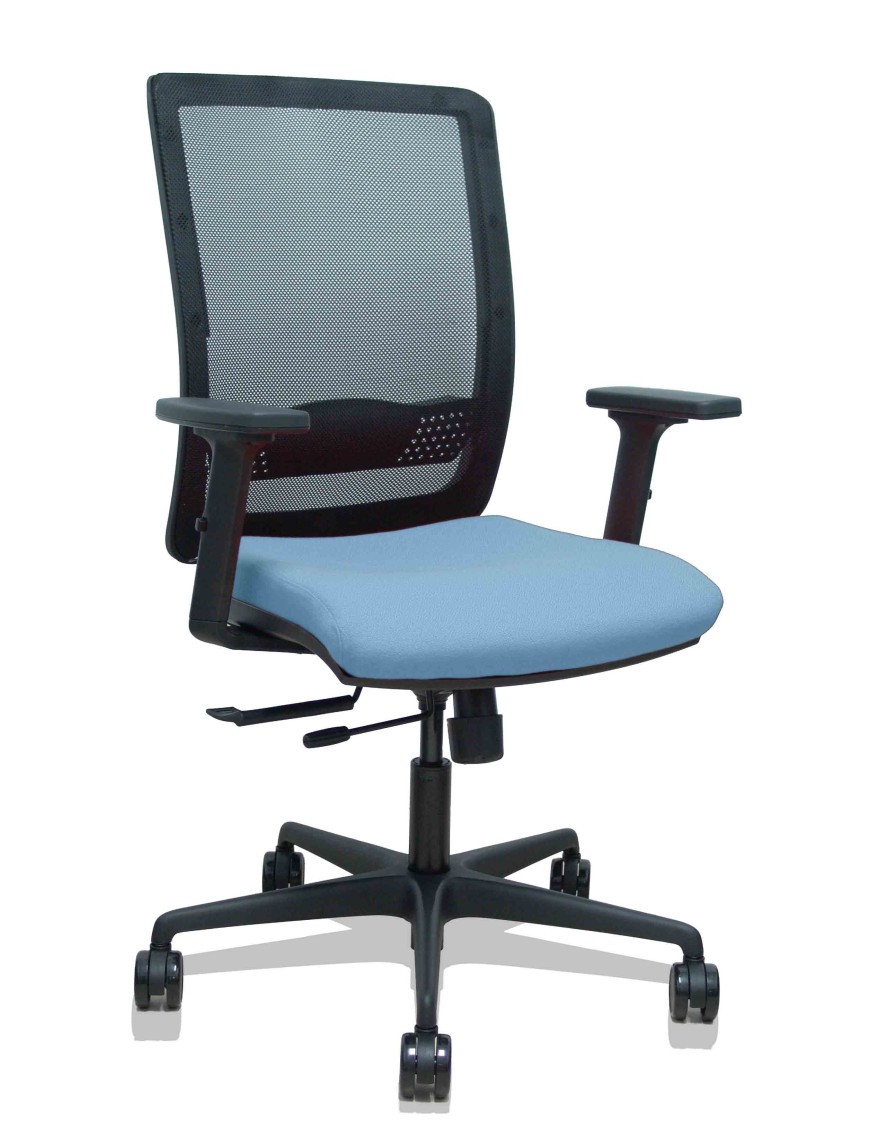 Silla Haches traslack malla negra asiento bali azul cielo brazos 2D ruedas 65mm