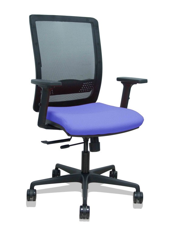 Silla Haches traslack malla negra asiento bali azul claro brazos 2D ruedas 65mm