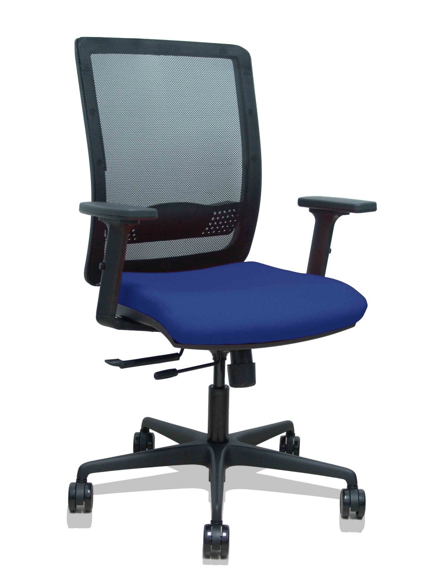 Silla Haches traslack malla negra asiento bali azul marino brazos 2D ruedas 65mm