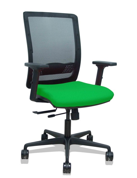 Silla Haches traslack malla negra asiento bali verde brazos 2D ruedas 65mm