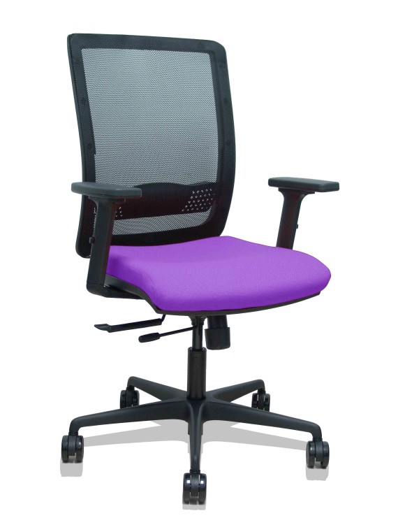 Silla Haches traslack malla negra asiento bali lila brazos 2D ruedas 65mm