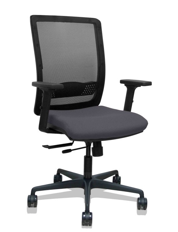 Silla Haches traslack malla negra asiento bali gris oscuro brazos 2D ruedas 65mm