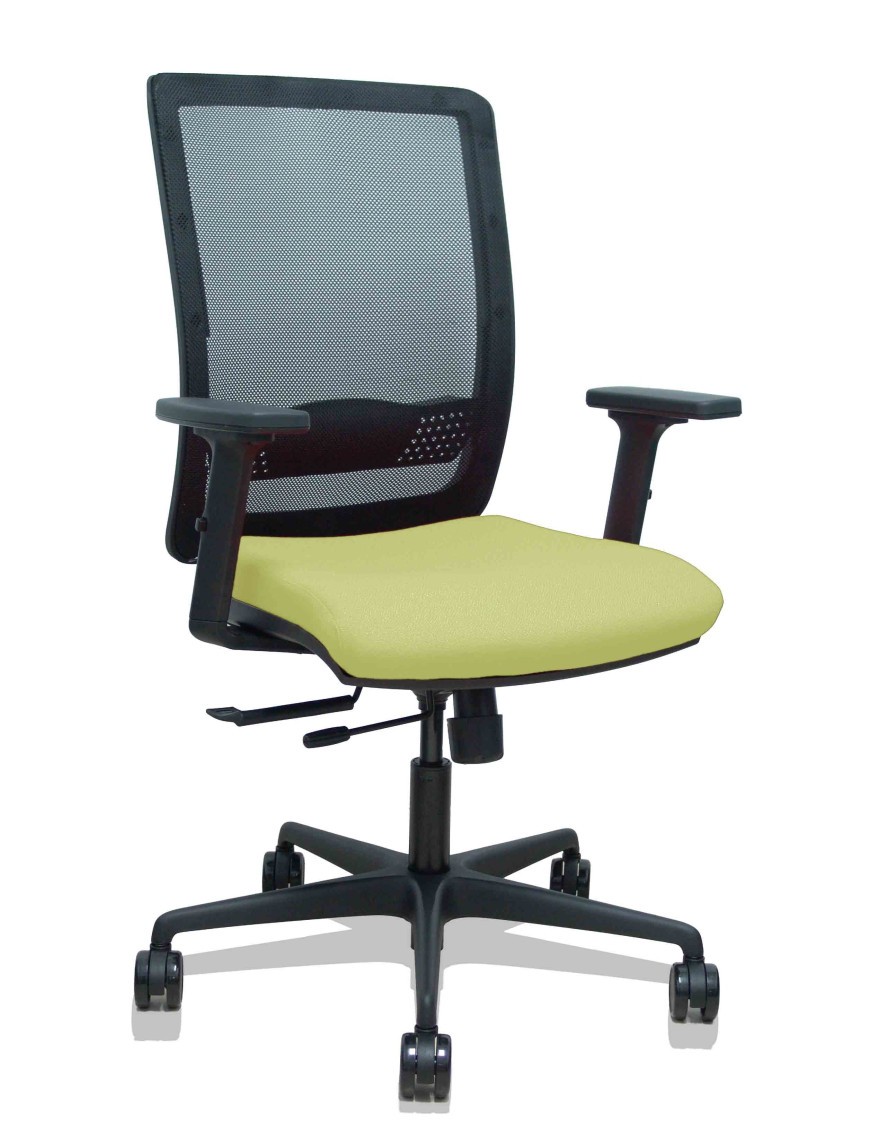 Silla Haches traslack malla negra asiento bali verde oliva brazos 2D ruedas 65mm