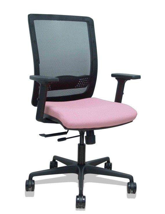 Silla Haches traslack malla negra asiento bali rosa brazos 2D ruedas 65mm