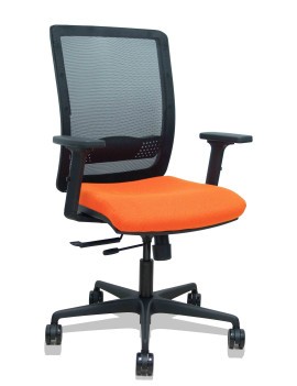 Silla Haches traslack malla negra asiento bali naranja brazos 2D ruedas 65mm