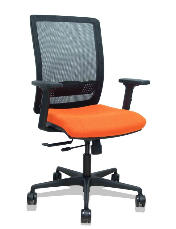 Silla Haches traslack malla negra asiento bali naranja brazos 2D ruedas 65mm