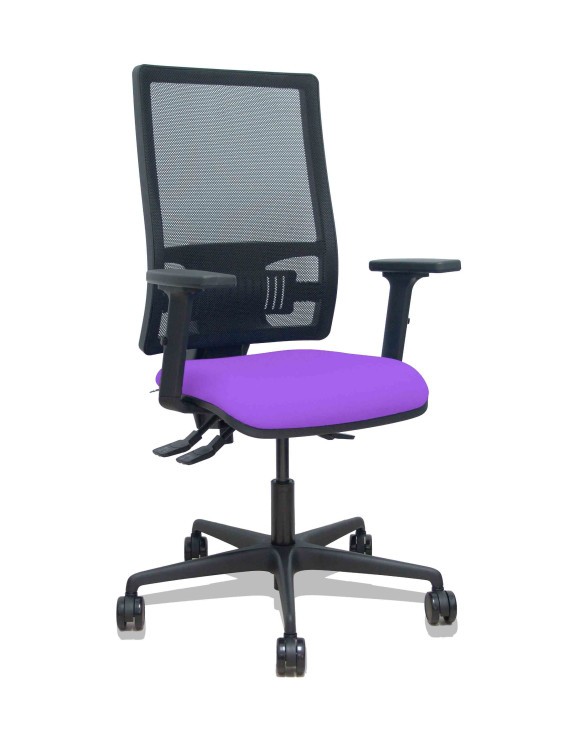 Silla Bormate asincro malla negra asiento bali lila brazos 2D ruedas 65mm