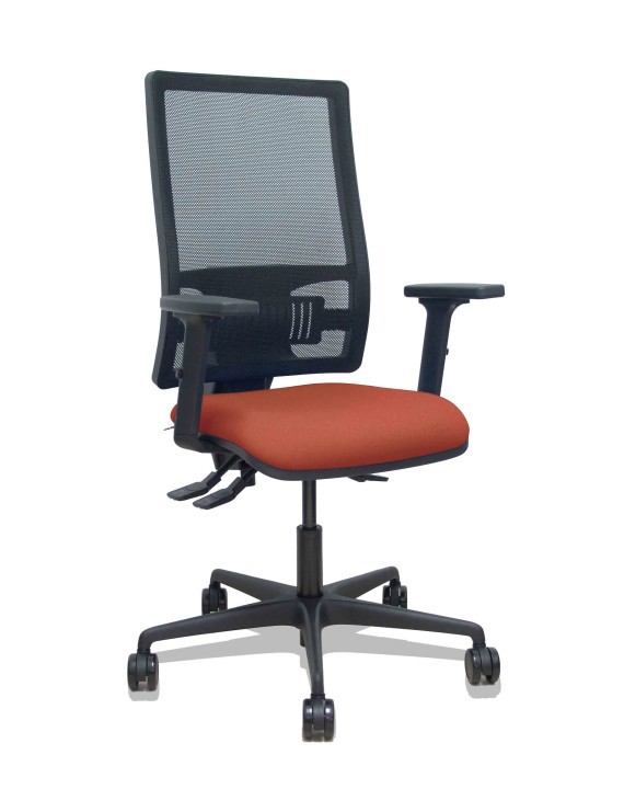 Silla Bormate asincro malla negra asiento bali marrón brazos 2D ruedas 65mm