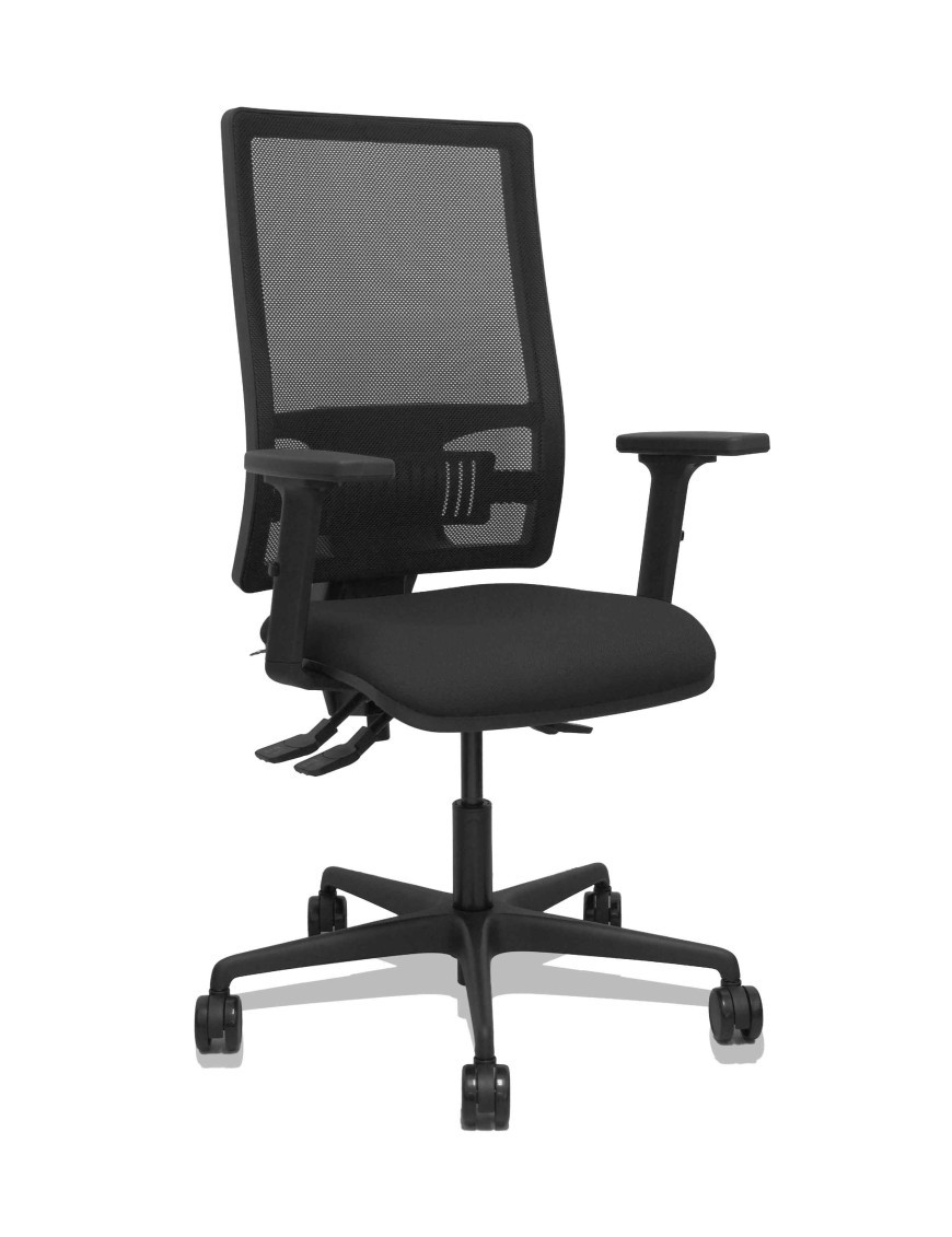 Silla Bormate asincro malla negra asiento bali negro brazos 2D ruedas 65mm