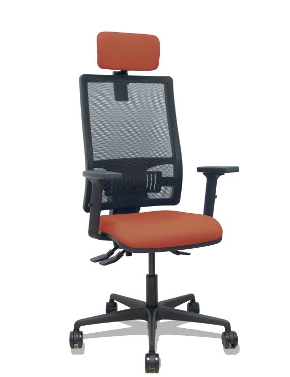 Silla Bormate asincro malla negra asiento bali marrón brazos 2D ruedas 65mm cabecero regulable