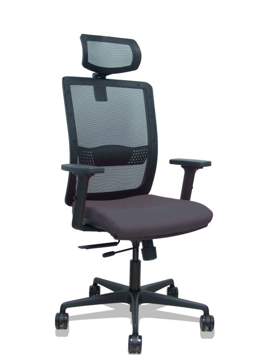 Silla Haches traslack malla negra asiento bali gris oscuro brazos 2D ruedas 65mm cabecero regulable