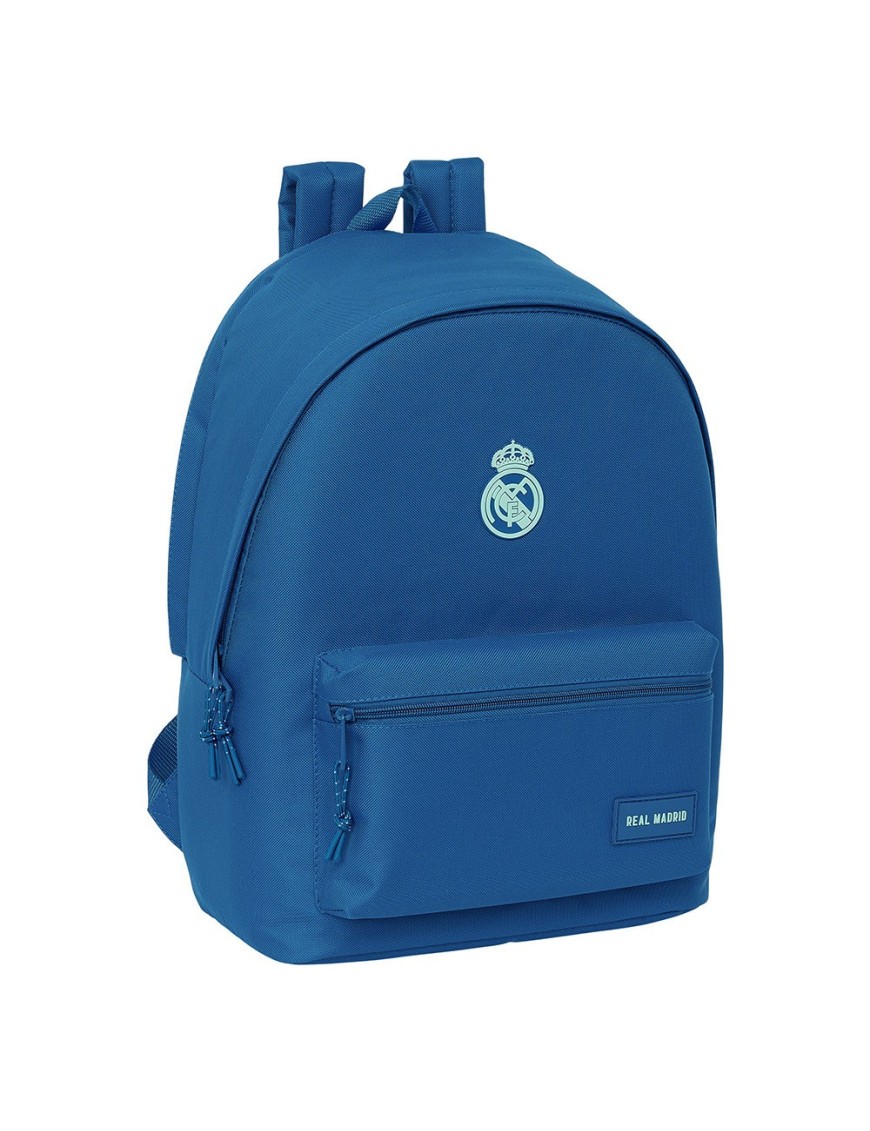 MOCHILA DOBLE PARA PORTATIL 15,6"+USB REAL MADRID CHICA AZUL