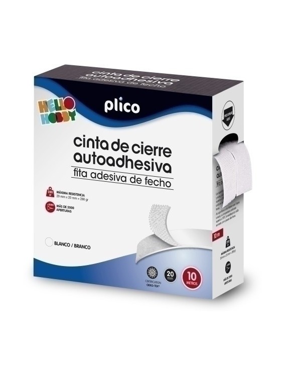 Cinta Velcro Plico Autoadhesiva 10M Bl