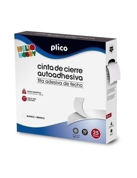 Cinta Velcro Plico Autoadhesiva 25M Bl