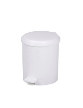 Papelera Pl. Cep C/Tapa Pedal 6L Blanca