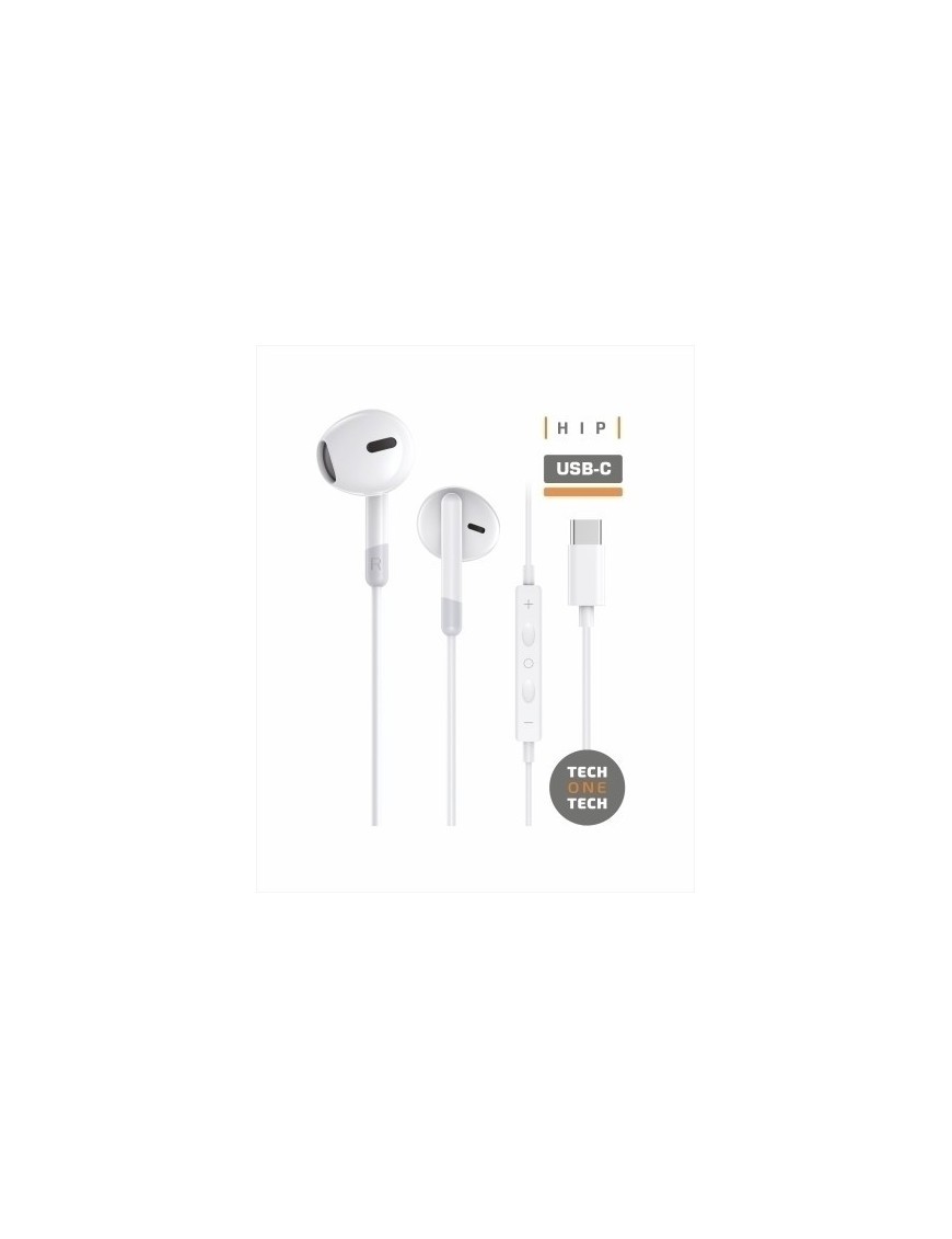 Auriculares Techone Boton Usb-C Blanco