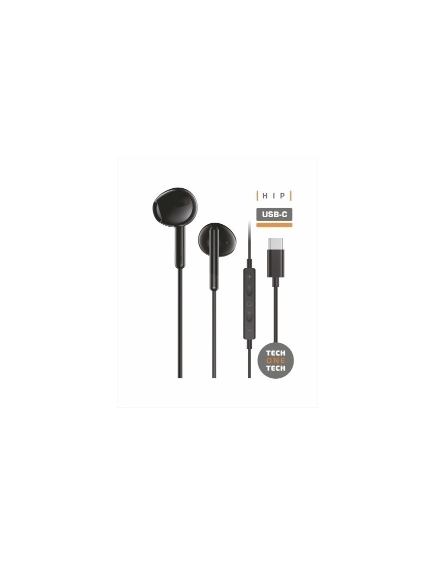 Auriculares Techone Boton Usb-C Negro