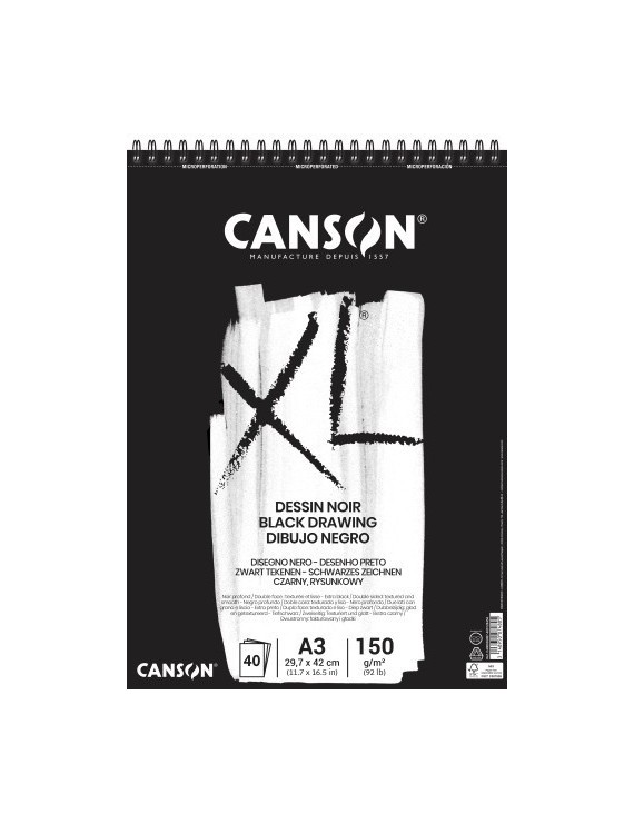 Bloc Dibujo Canson Xl Black C/Esp. A3 15