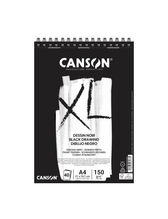 Bloc Dibujo Canson Xl Black C/Esp. A4 15