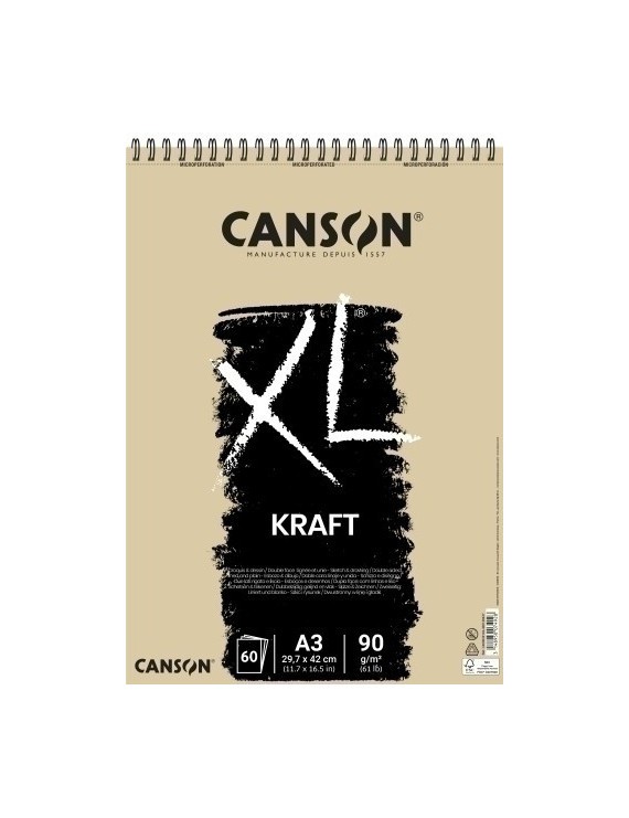 Bloc Dibujo Canson Xl Kraft C/Esp. A3 90